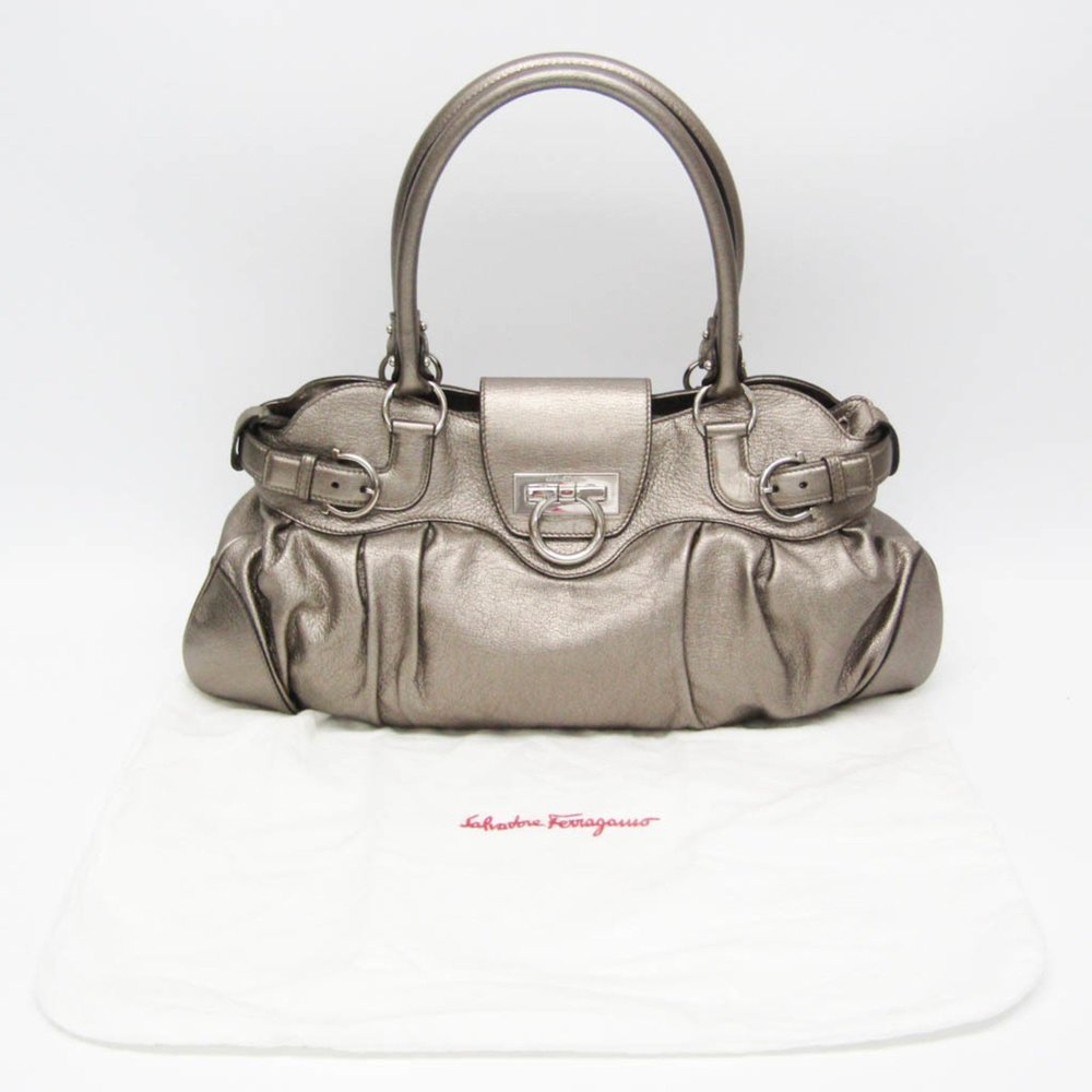 Salvatore Ferragamo Gancini AU-21/5370 Women's Leather Handbag Bronze - Picture 14 of 14